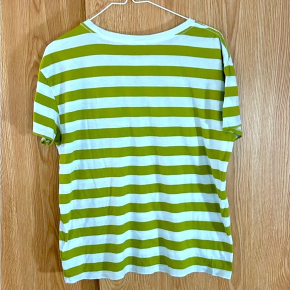 Guess Lime and White Striped Crewneck Tee Top - Picture 7 of 7